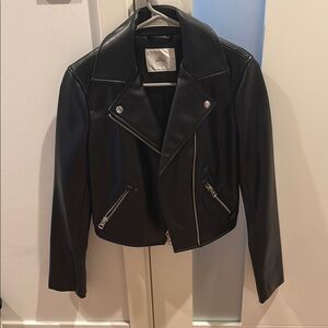Aritzia Black Leather Moto Jacket